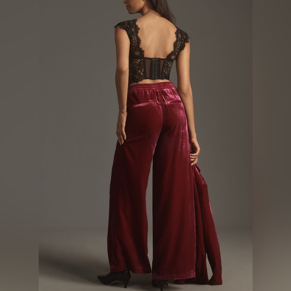 ✨ Anthropologie Wide-Leg Velvet Pants Sz S - Picture 4 of 7